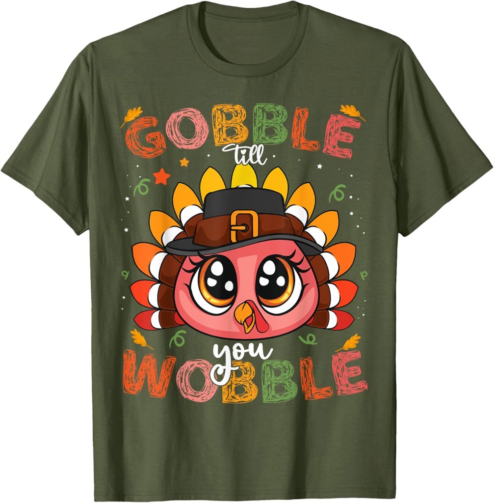Turkey Gobble Till You Wobble Pilgrim Toddler Thanksgiving T-Shirt