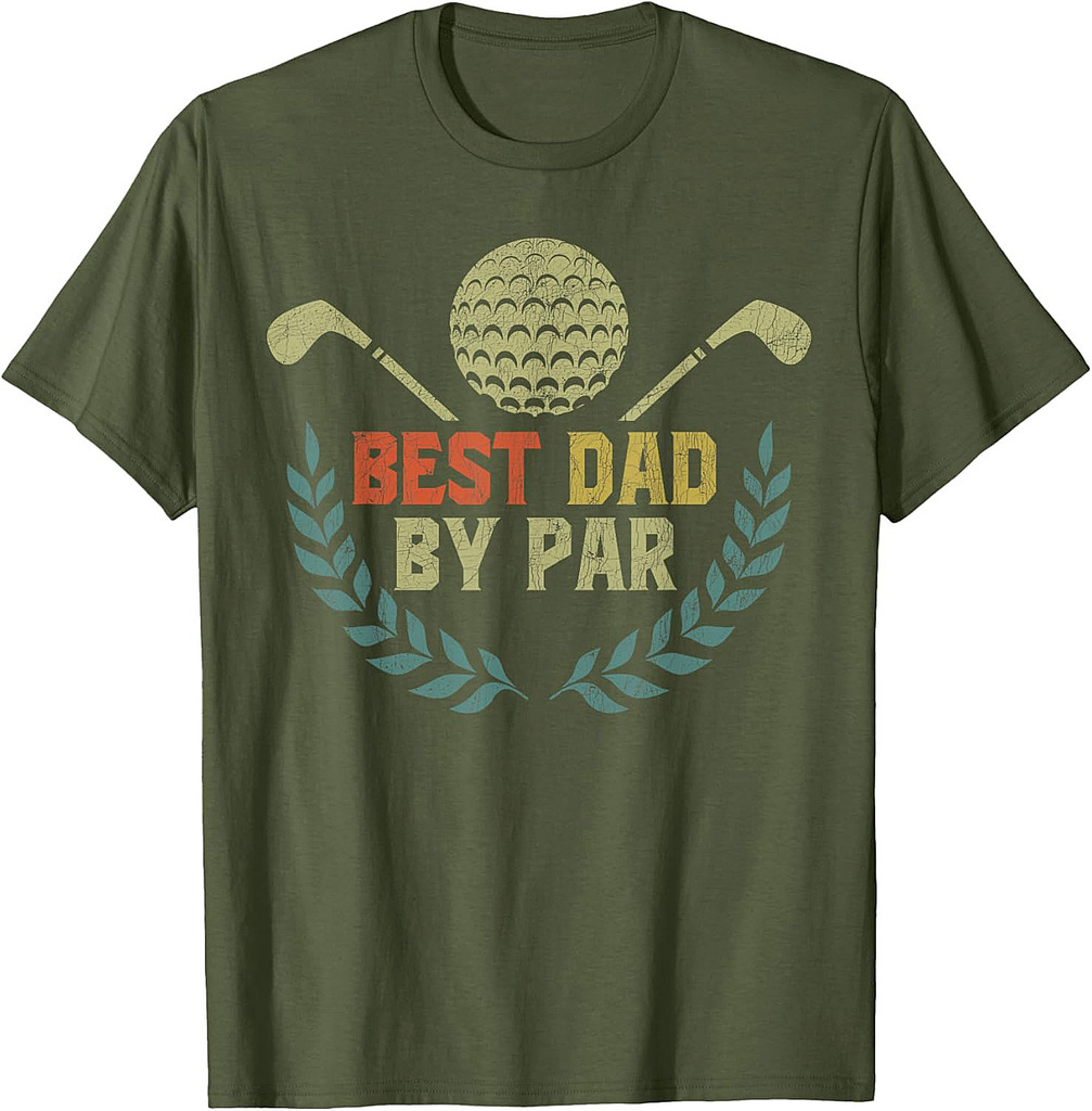 Fathers Day Golf Dad, Vintage Best Dad by Par T-Shirt