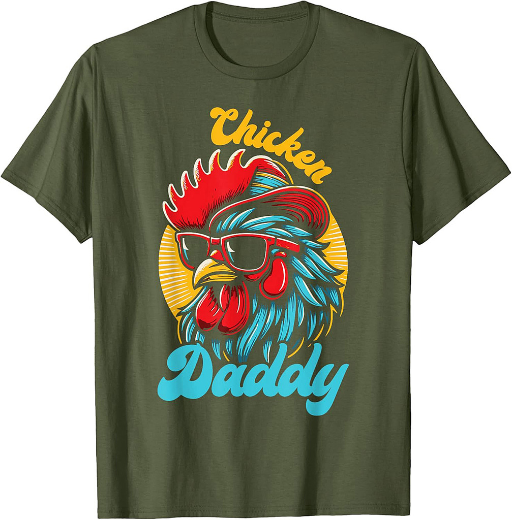 Chicken Daddy Vintage Rooster For Dad Farmer Fathers Day T-Shirt