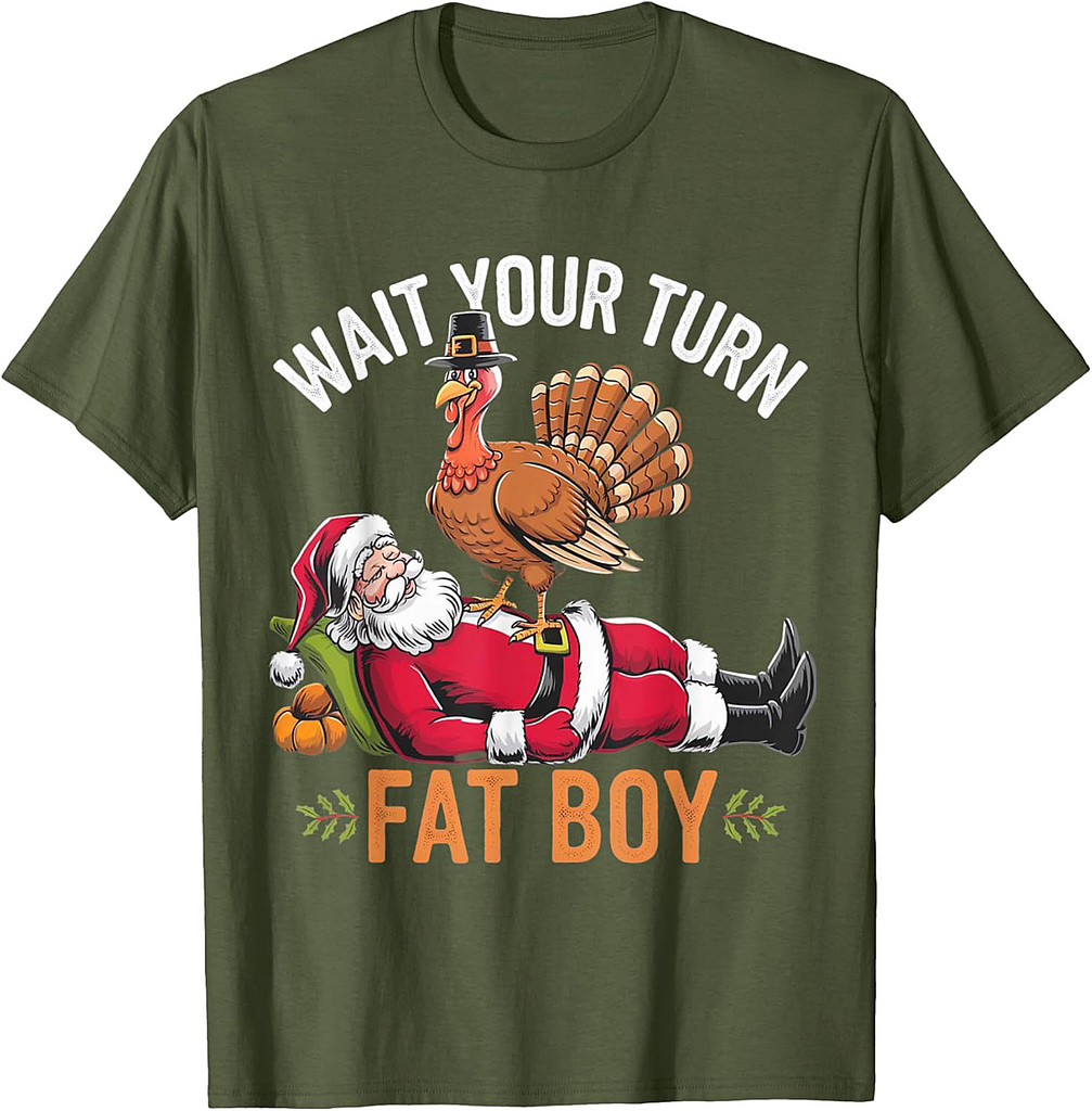 Funny Thanksgiving Christmas Turkey vs Santa for Men Women T-Shirt