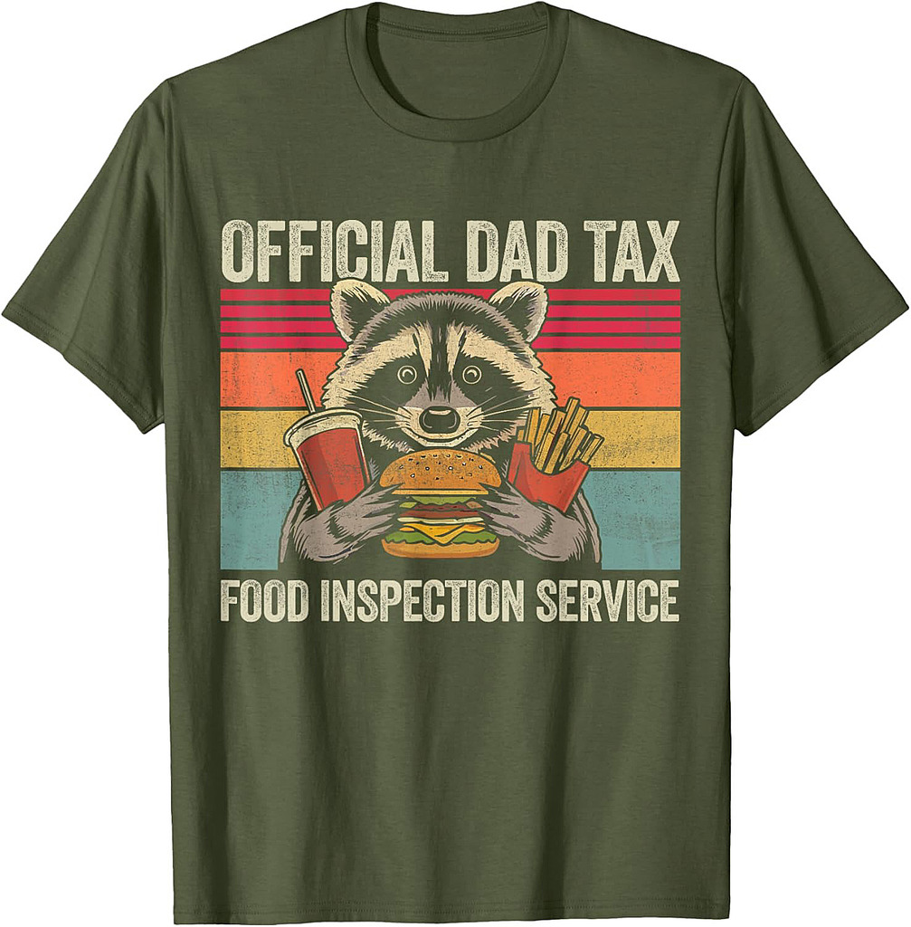 Dad Tax OffIicial Dad Funny Vinatge Raccoon Father’s Day Men T-Shirt