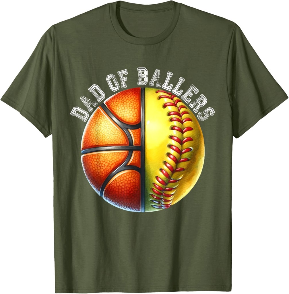 Dad of Ballers Basketball Softball Player Coach Father's Day T-Shirt