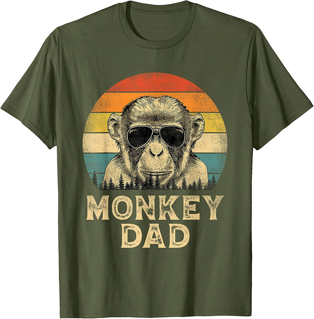 Vintage Monkey Dad Monkey Lovers Daddy Father's Day T-Shirt
