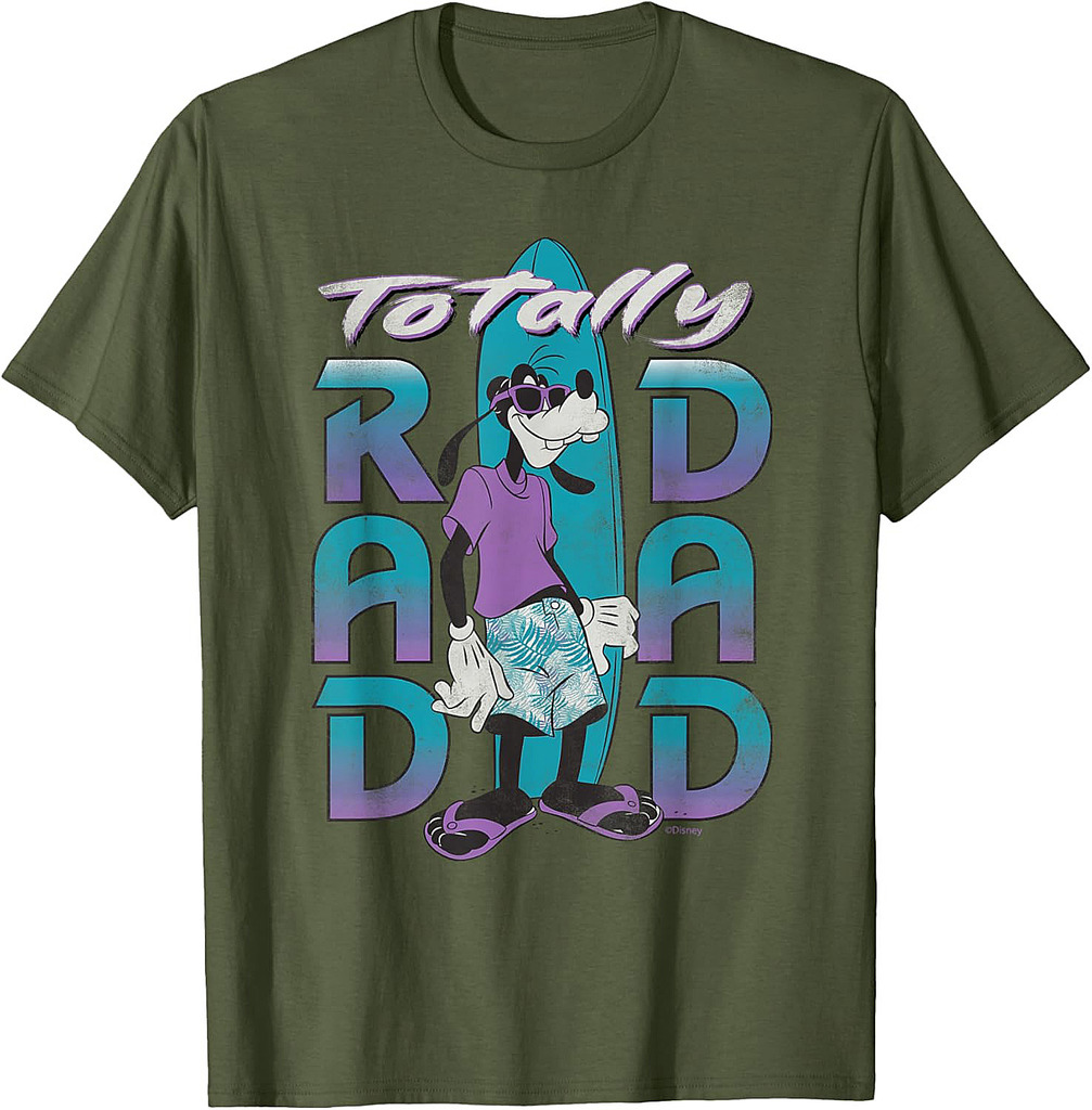 Disney Goofy Totally Rad Dad Father’s Day Surfing Distressed T-Shirt