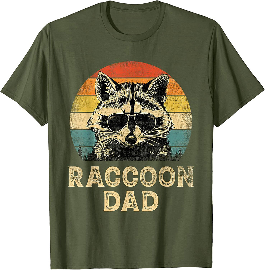 Vintage Raccoon Dad Raccoon Lovers Daddy Father's Day T-Shirt