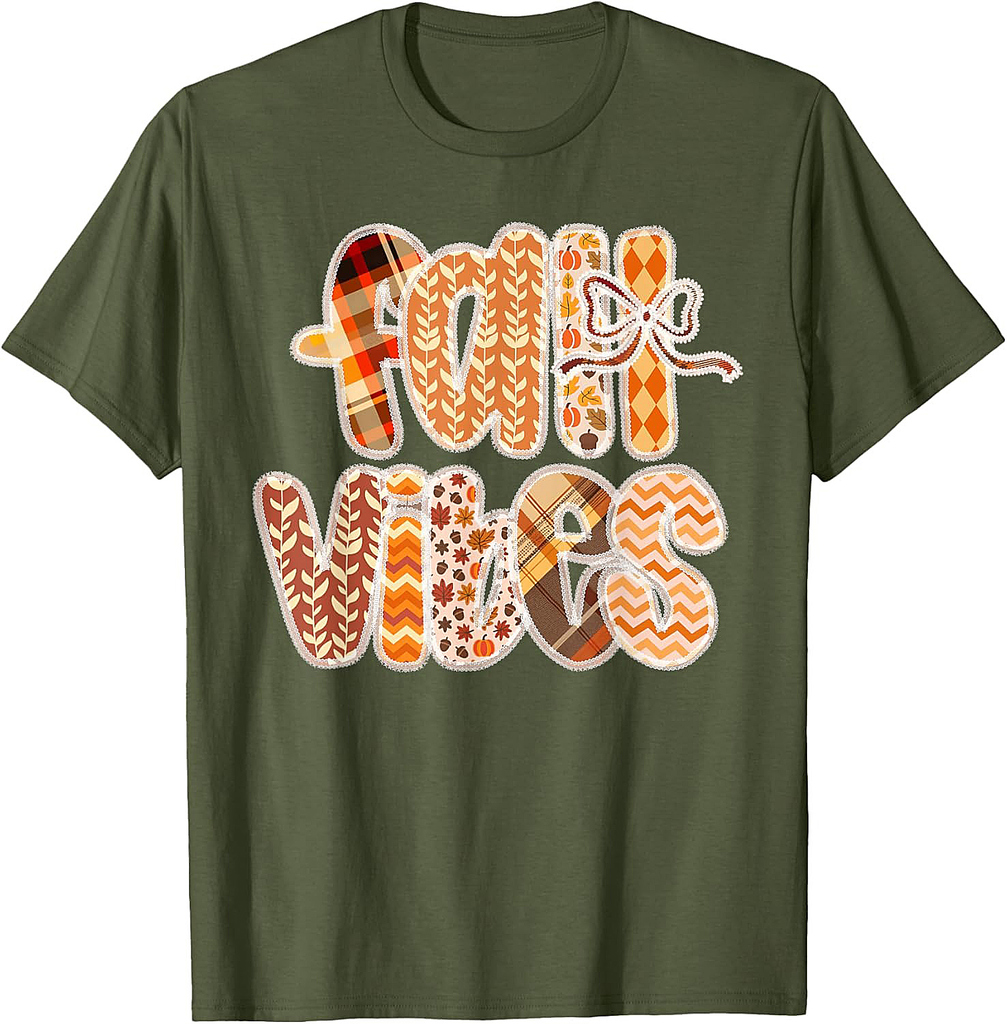 Fall Vibes Thanksgiving Lace Coquette Bow Girl Women T-Shirt