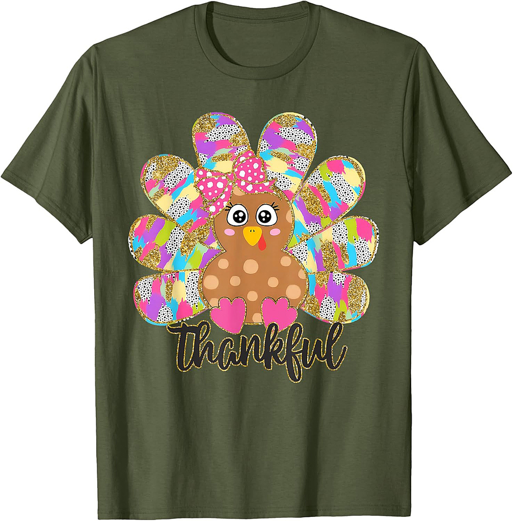 Funny Turkey Thankful Blessed Thanksgiving Autumn Fall Y'all T-Shirt