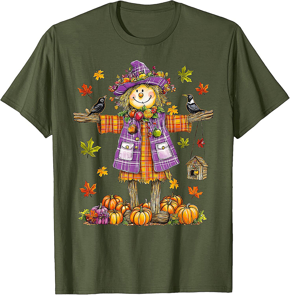 Scarecrow Autumn Fall Season Pumpkin Thanksgiving Halloween T-Shirt