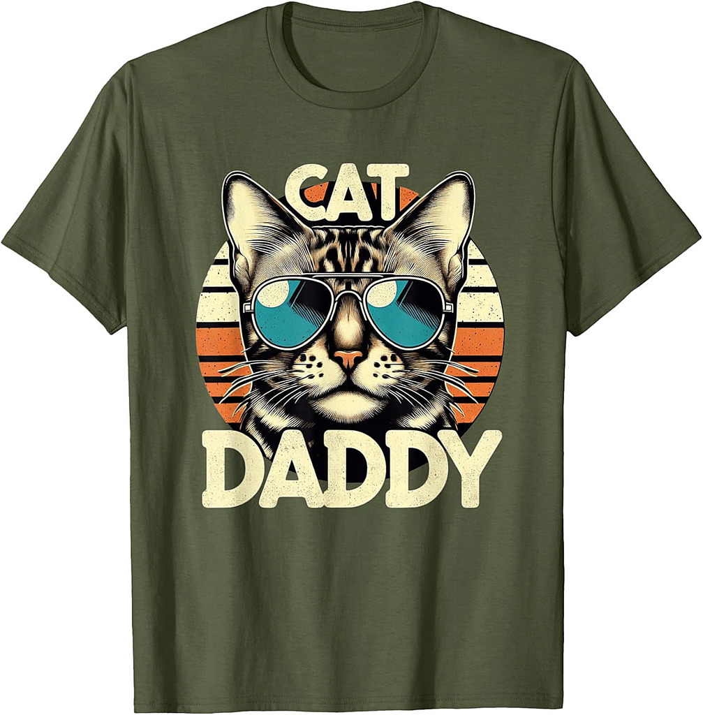 Cat Daddy Funny Cool Bengal Cat Father's Day Retro T-Shirt