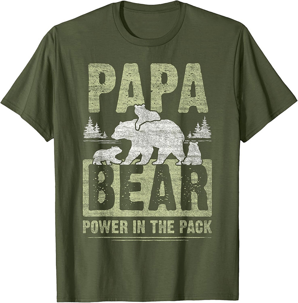 Papa Bear 3 Cubs, 3 Children, Dad, Grandpa, Father's Day T-Shirt