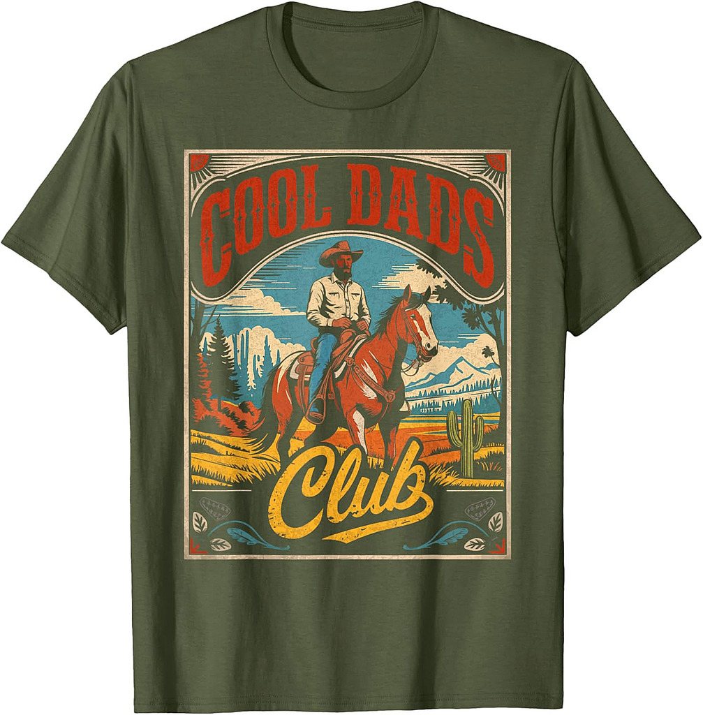 Cool Dads Club Cowboy Western Father’s Day Funny Humor T-Shirt