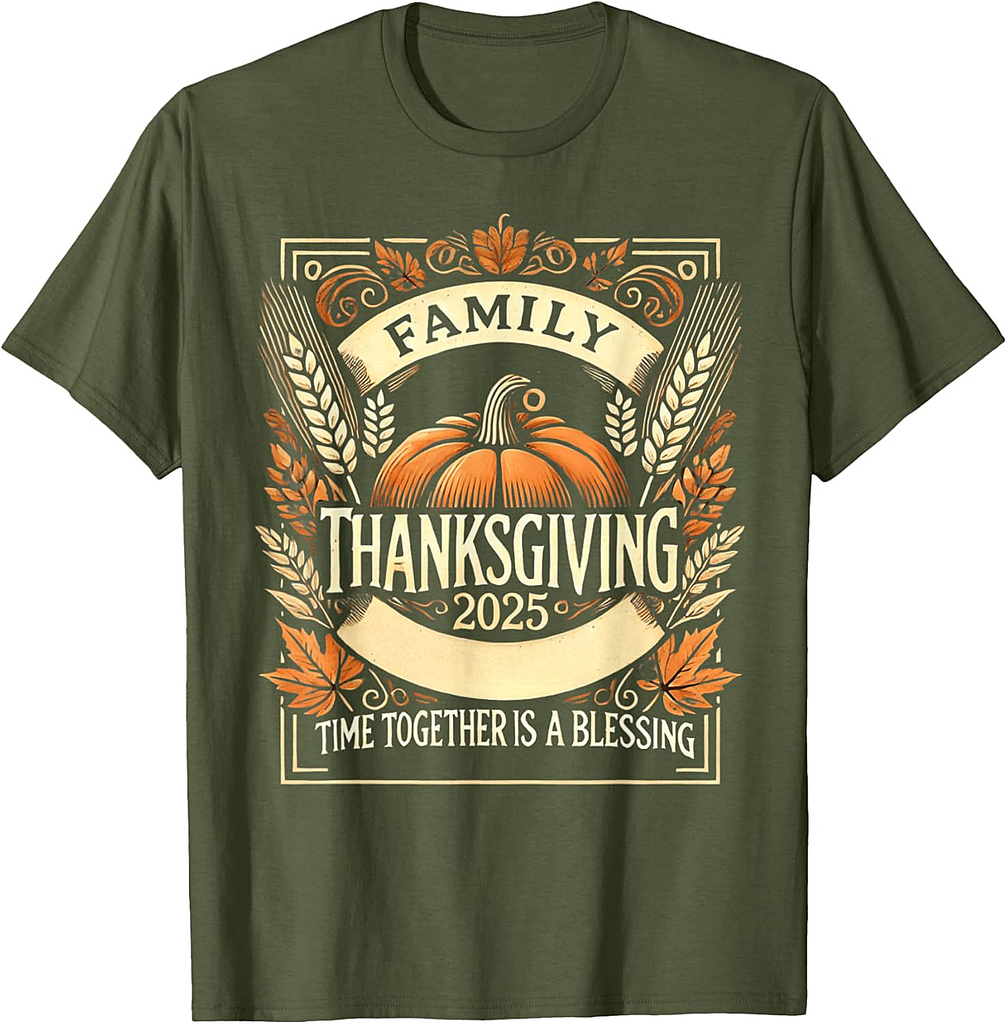 Family Thanksgiving 2025 Crew Pumpkin Group Matching T-Shirt
