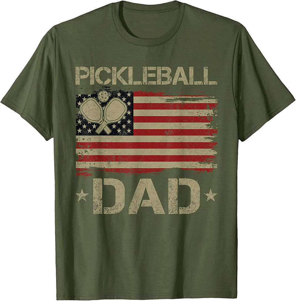 Pickleball Dad Father's Day USA Flag T-Shirt