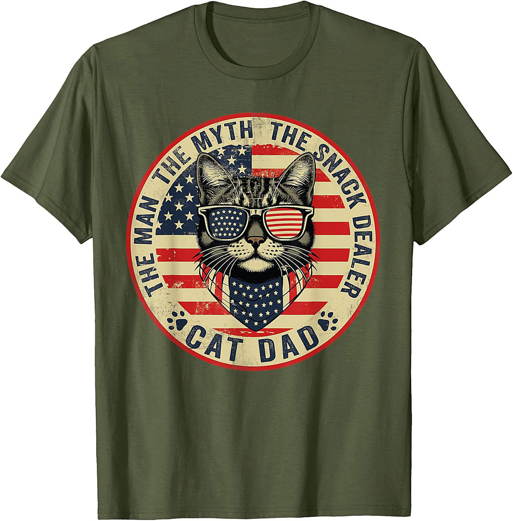 Cat Dad The Man The Myth The Snack Dealer Funny Father's Day T-Shirt