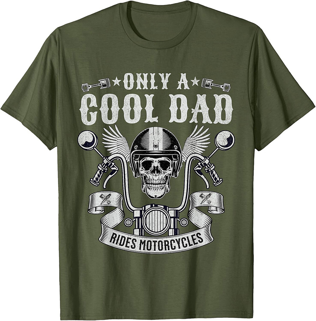 Biker Dad Only A Cool Dad Rides Motorcycles Motorbike Rider T-Shirt