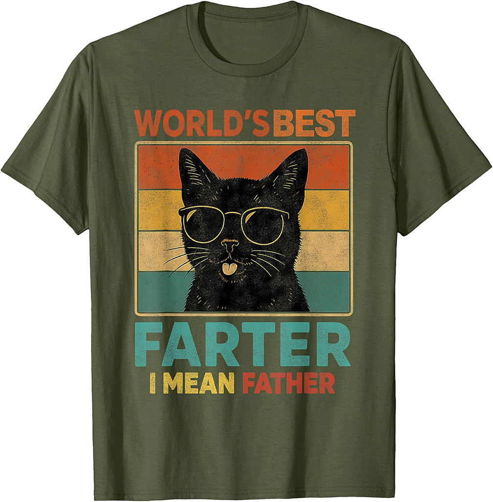 World's Best Farter I Mean Father Funny Cat Dad Father's Day T-Shirt
