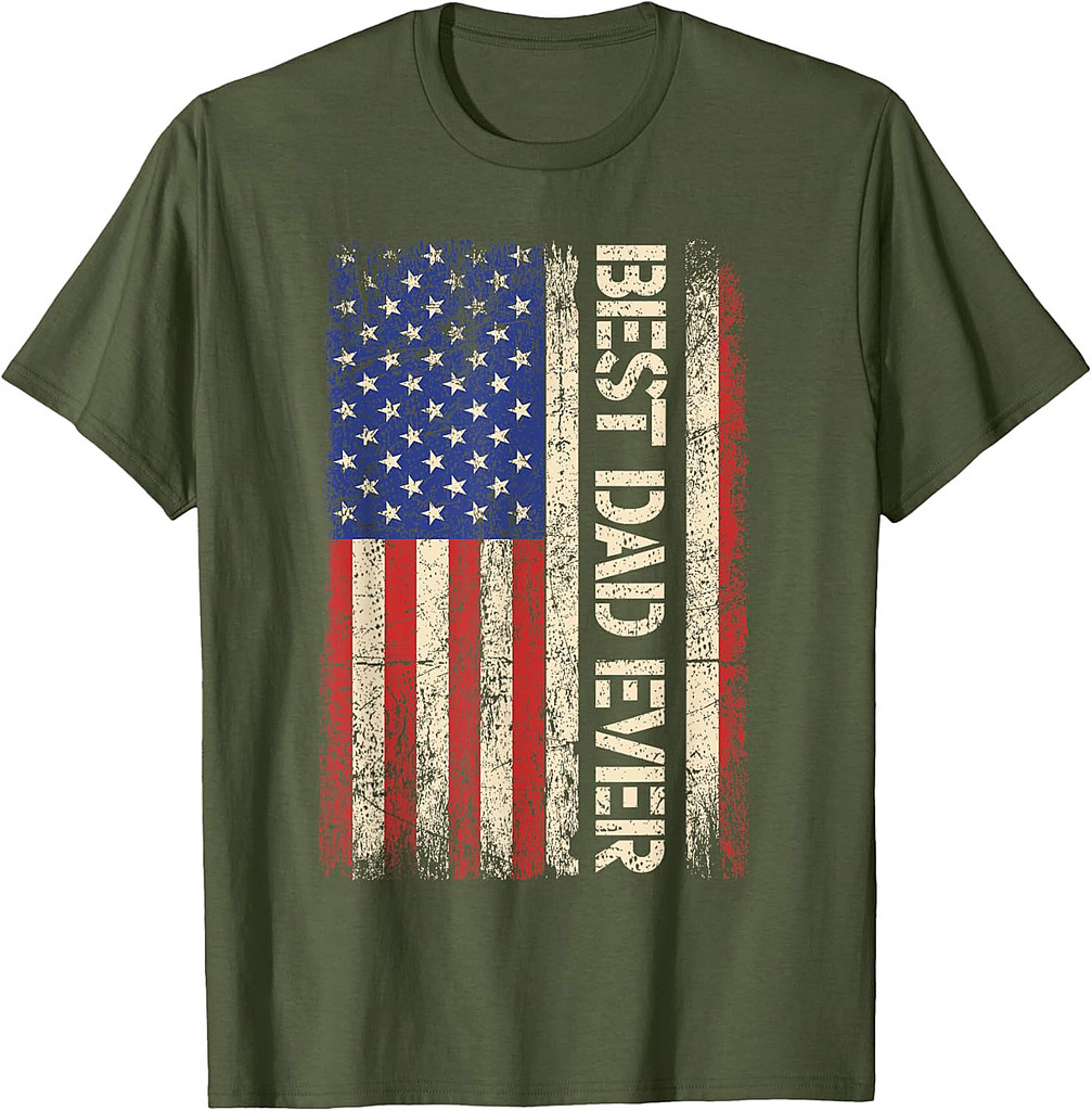 Best Dad Ever US American Flag Gifts For Father's Day Men T-Shirt