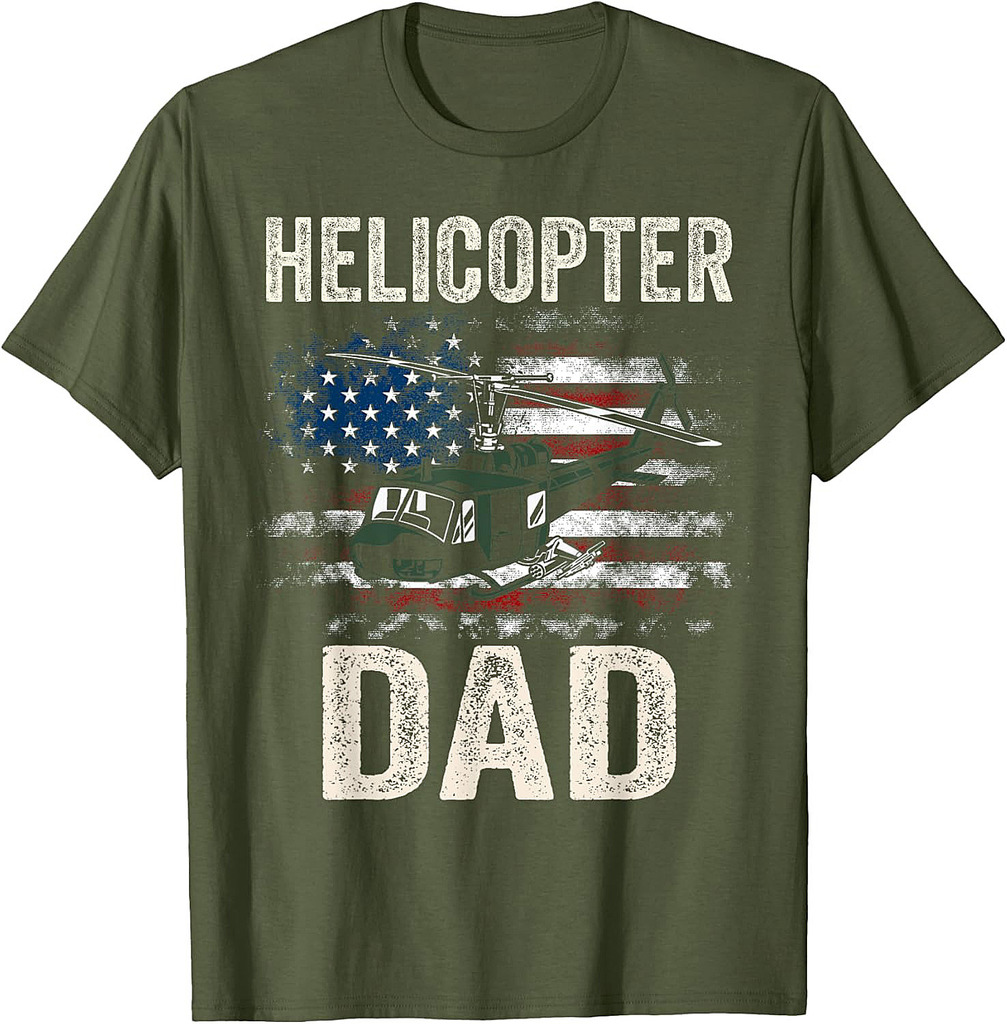 Helicopter Dad American Flag Men Funny Dad T-Shirt