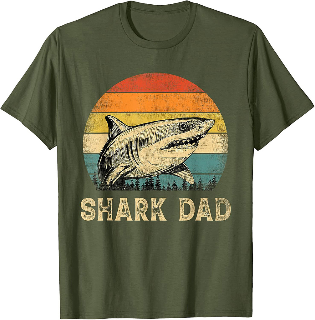 Vintage Shark Dad Shark Lovers Daddy Father's Day T-Shirt