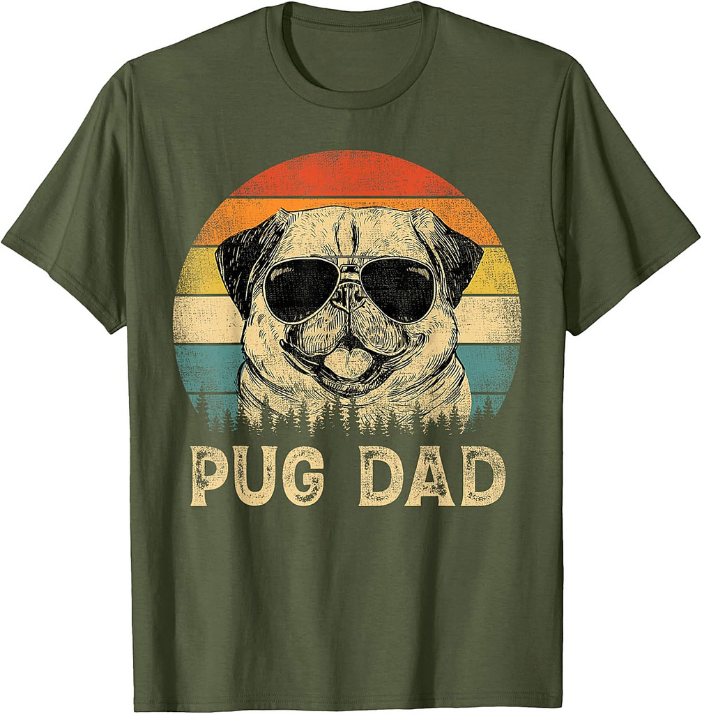 Vintage Pug Dad Dog Lovers Father's Day Tee T-Shirt