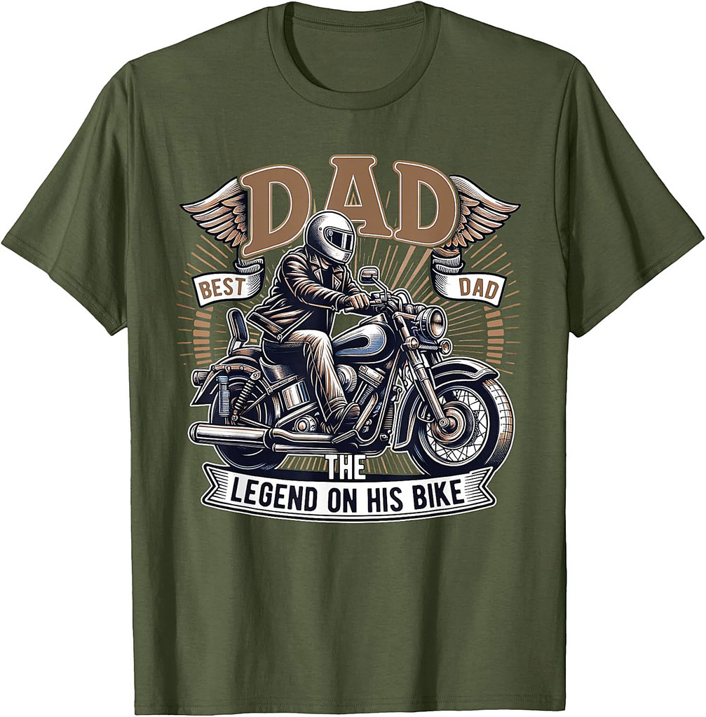 Biker Dad Father's Day Dad The Legend On His Bike Biker Dad T-Shirt