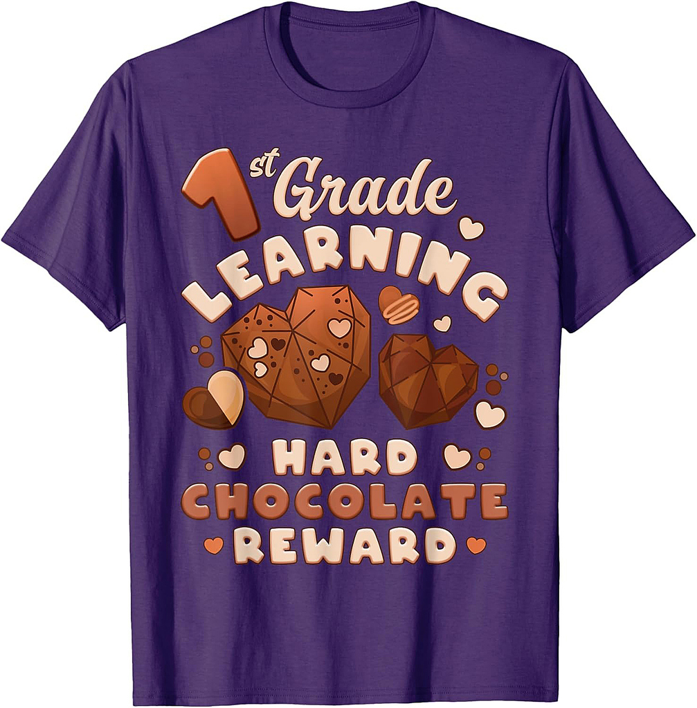 Back To School, Girl 1st Grade, choco candies, First Grade T-Shirt