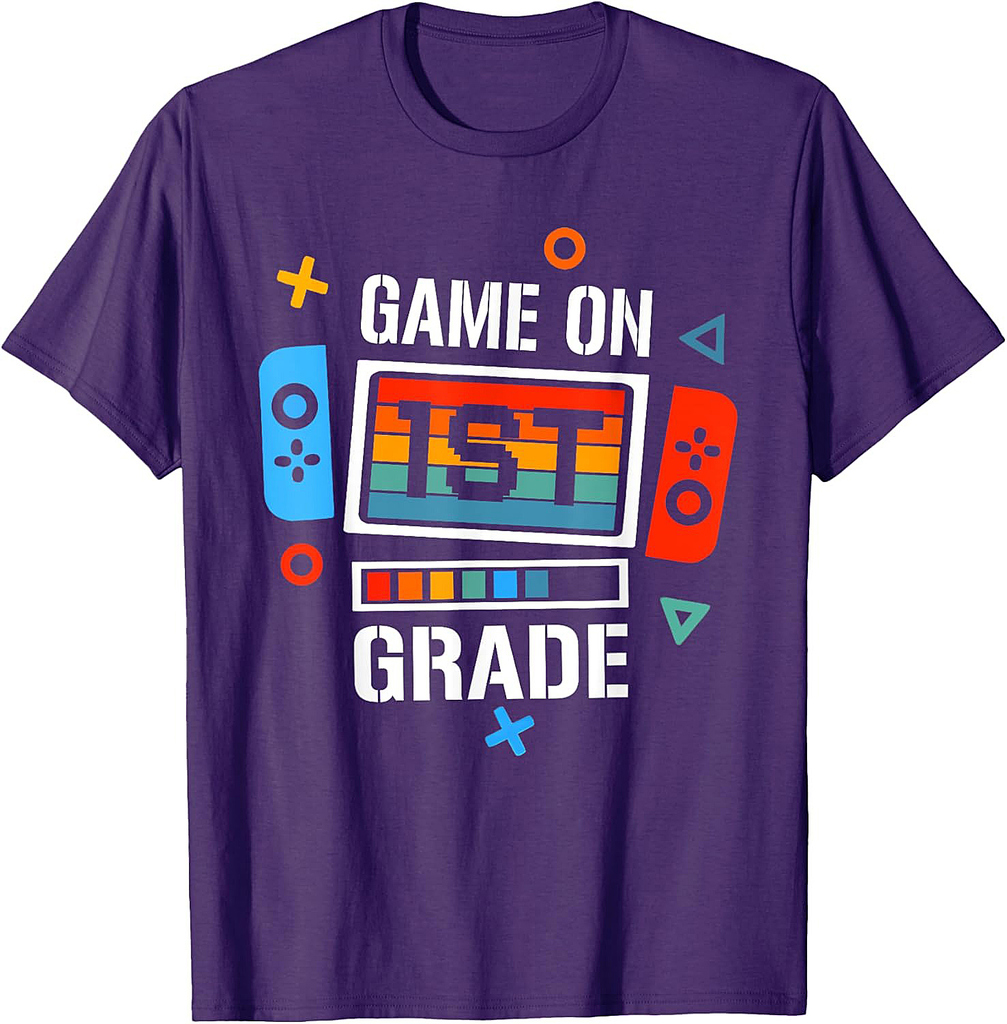 Back To School Game On 1st Grade Funny Gamer Kids Boys T-Shirt