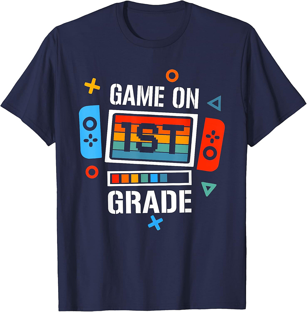 Back To School Game On 1st Grade Funny Gamer Kids Boys T-Shirt