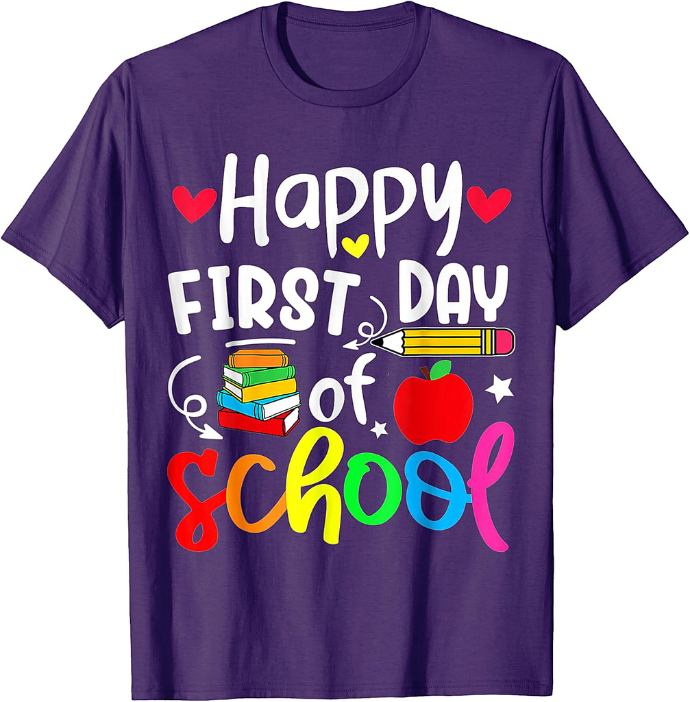 Back To School Happy First Day Of School Student Teacher T-Shirt for Men Women Kids