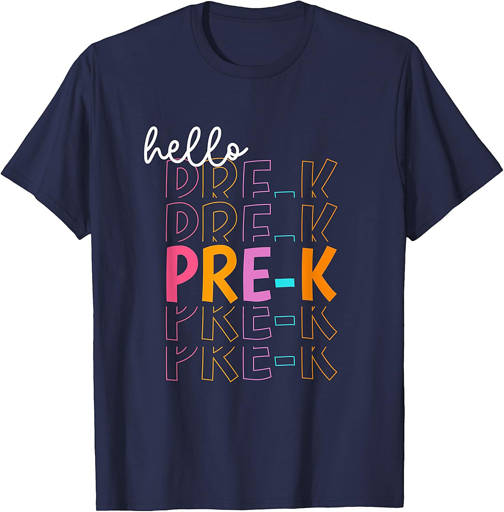 Back To School Hello PreK Women Student Boys Girls T-Shirt