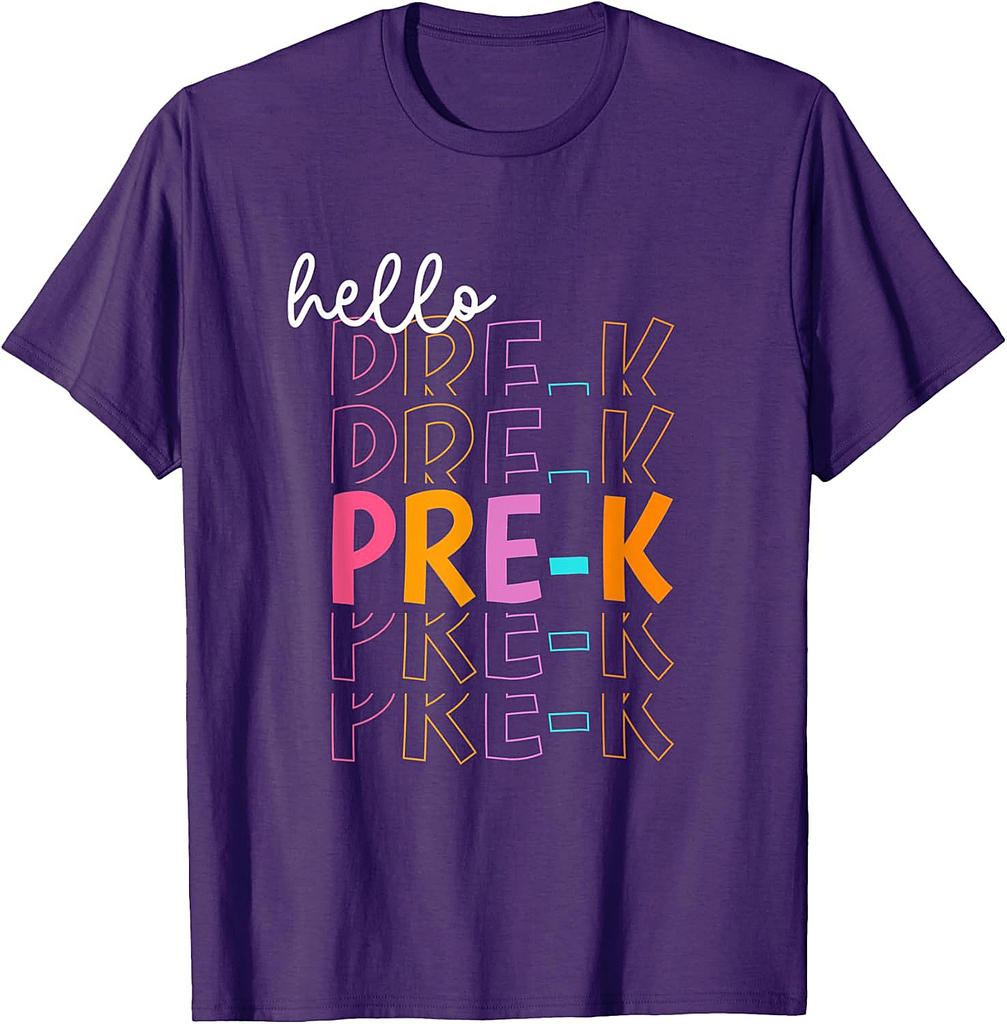 Back To School Hello PreK Women Student Boys Girls T-Shirt