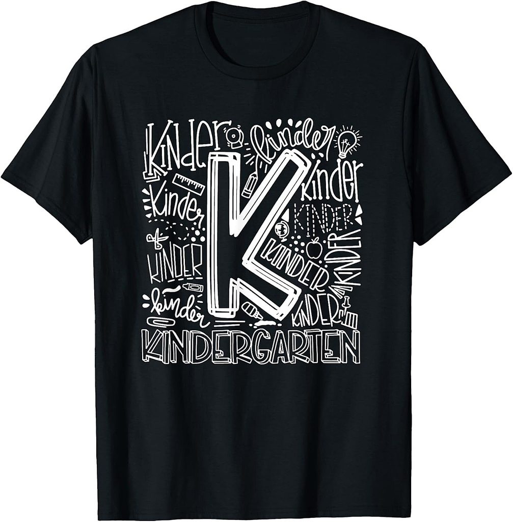 Back To School Teacher Student Typography Kindergarten T-Shirt