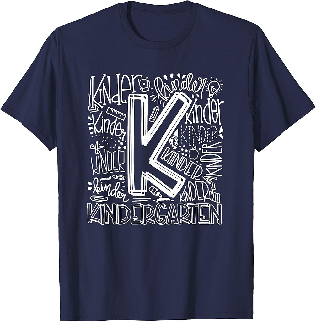 Back To School Teacher Student Typography Kindergarten T-Shirt