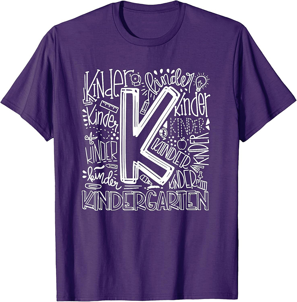 Back To School Teacher Student Typography Kindergarten T-Shirt