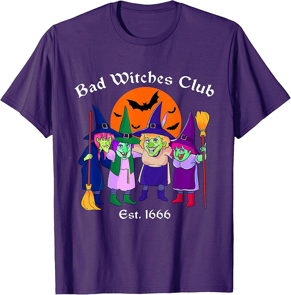 Bad Witches Club Halloween Witch Salem Matching Group Gift T-Shirt