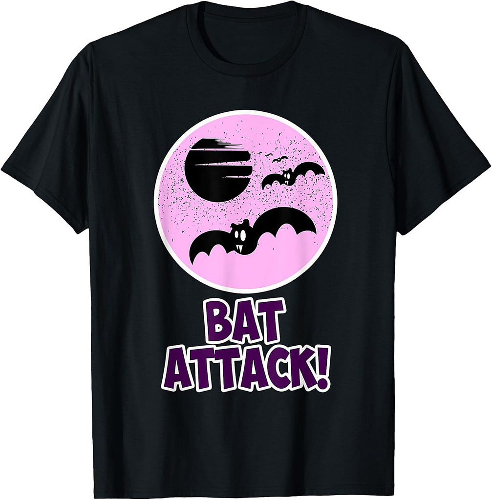 Bat Attack for Girls - Pink Halloween T-Shirt