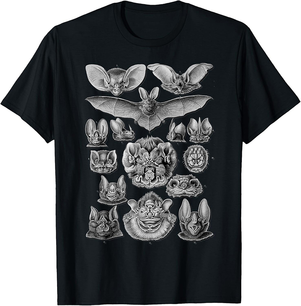 Bats Scientific Illustration Drawing Biology Art Halloween T-Shirt