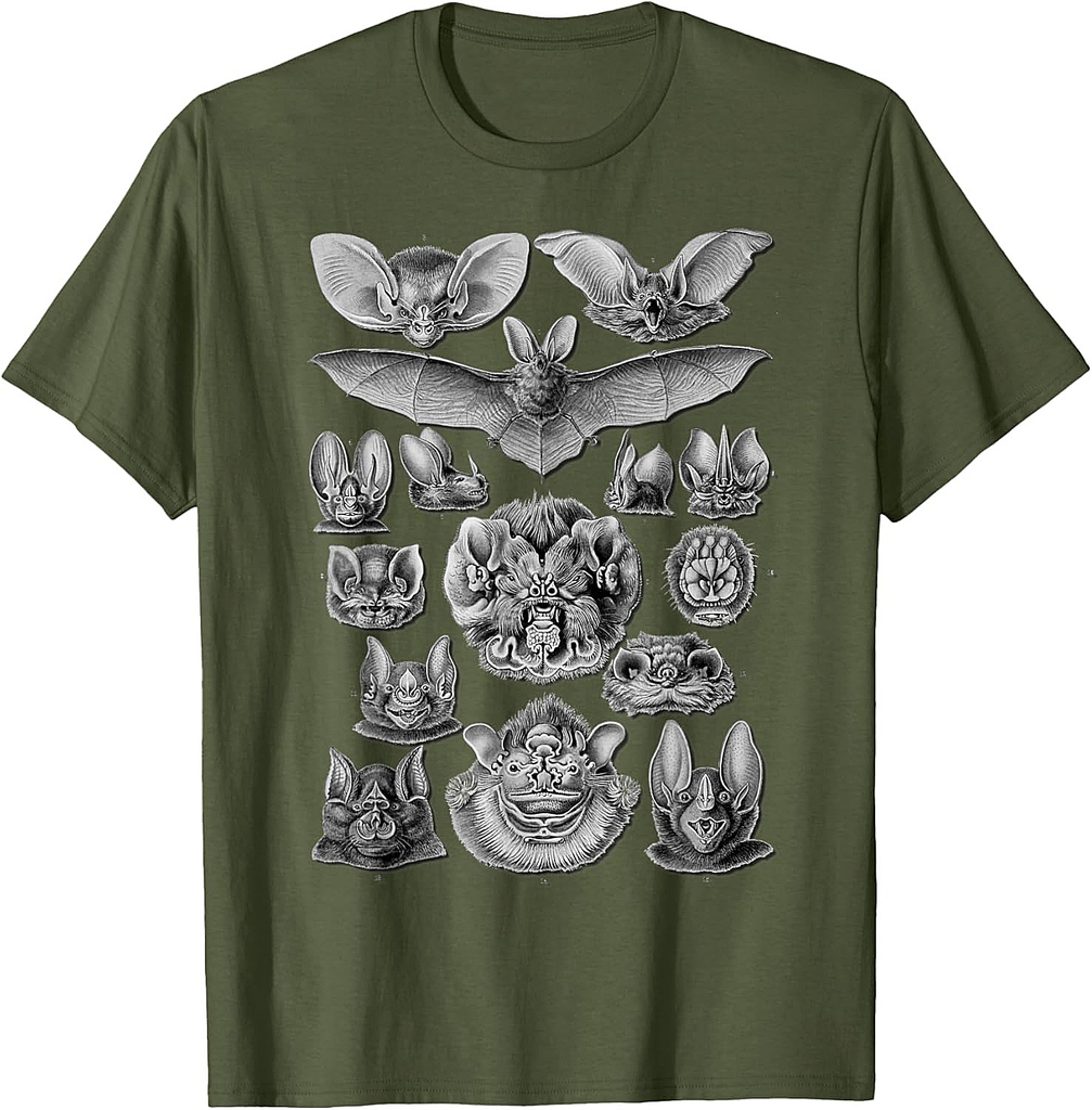 Bats Scientific Illustration Drawing Biology Art Halloween T-Shirt