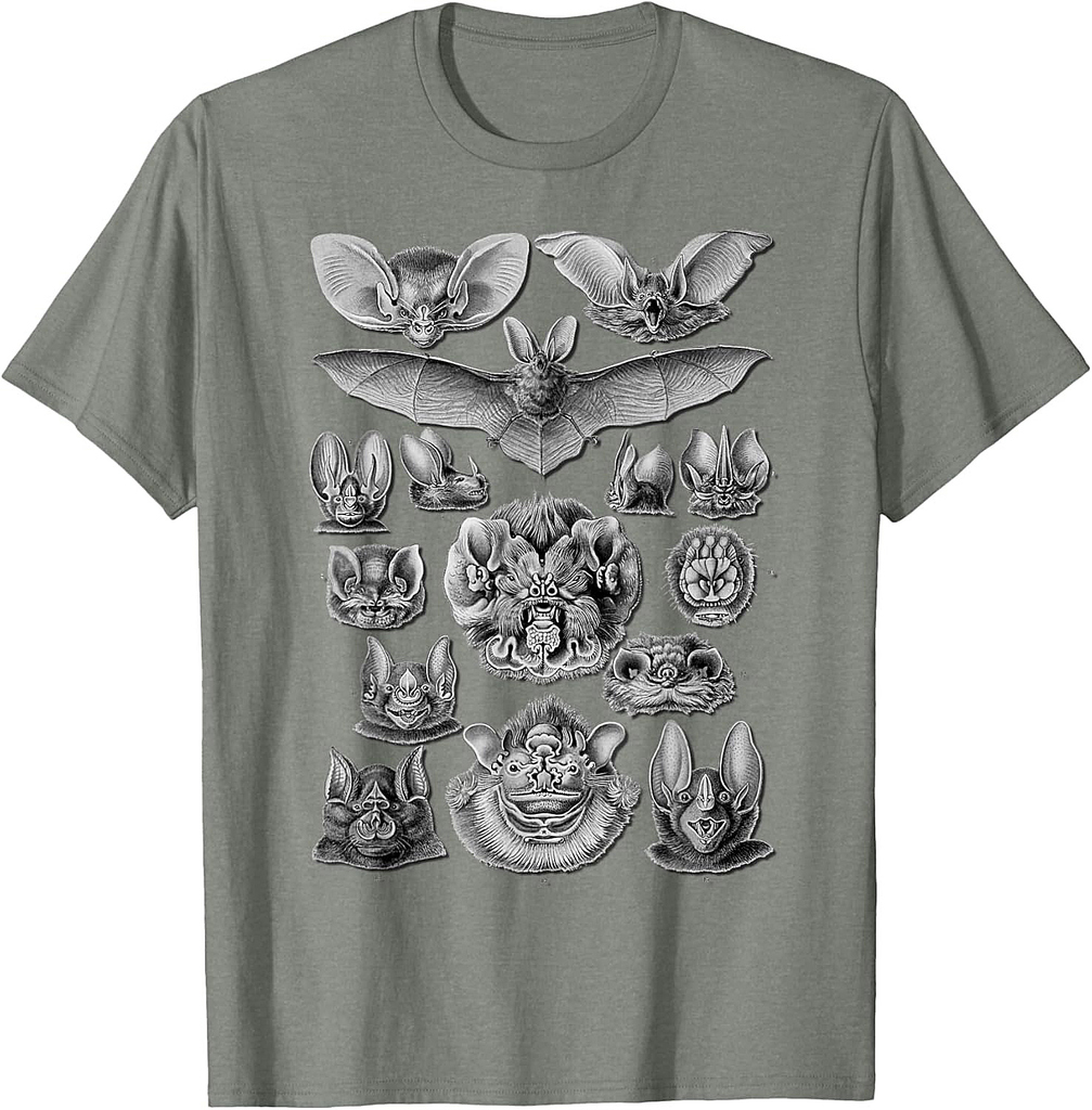 Bats Scientific Illustration Drawing Biology Art Halloween T-Shirt