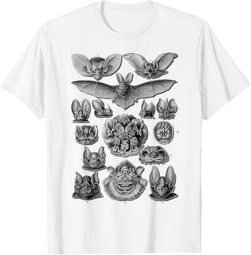 Bats Scientific Illustration Drawing Biology Art Halloween T-Shirt