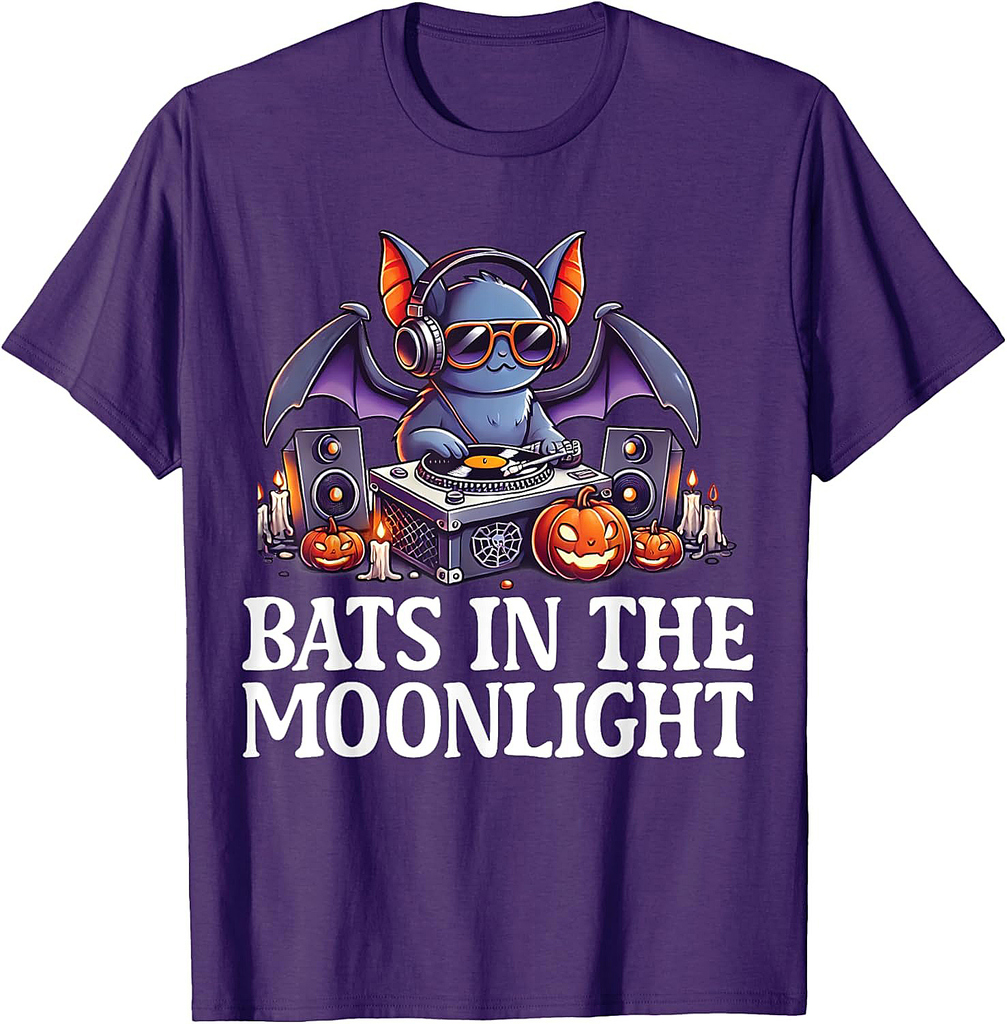 Bats in the Moonlight Halloween Design T-Shirt