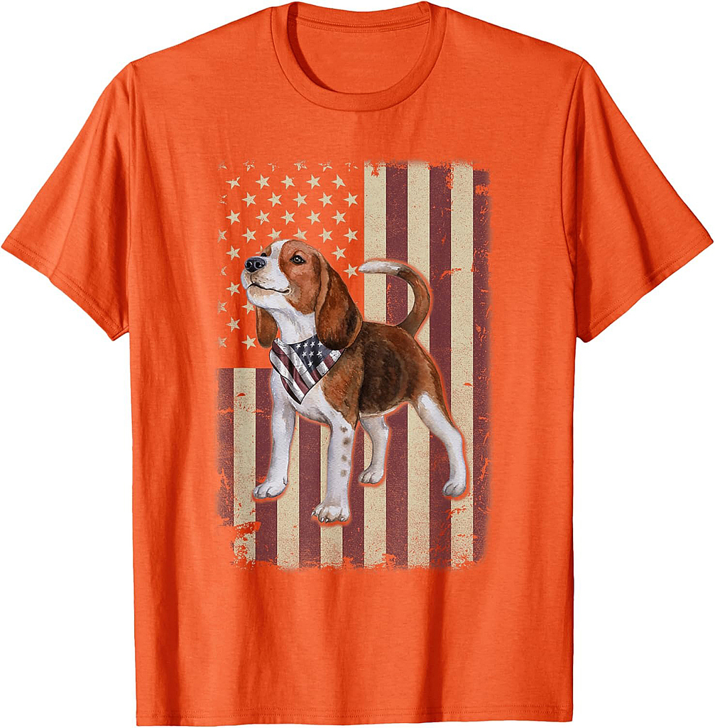 Beagle American Flag Bandana Patriotic 4th Of July Tshirt T-Shirt