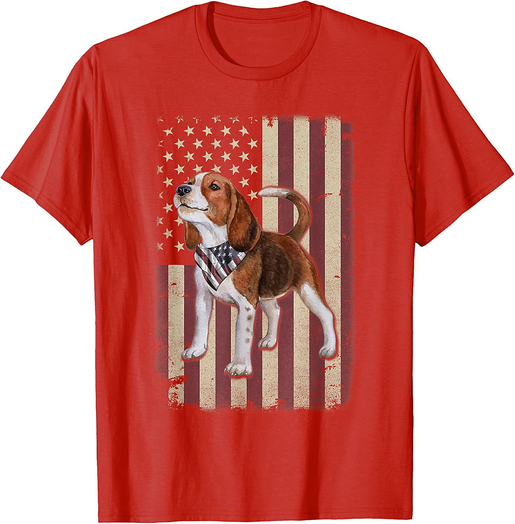 Beagle American Flag Bandana Patriotic 4th Of July Tshirt T-Shirt