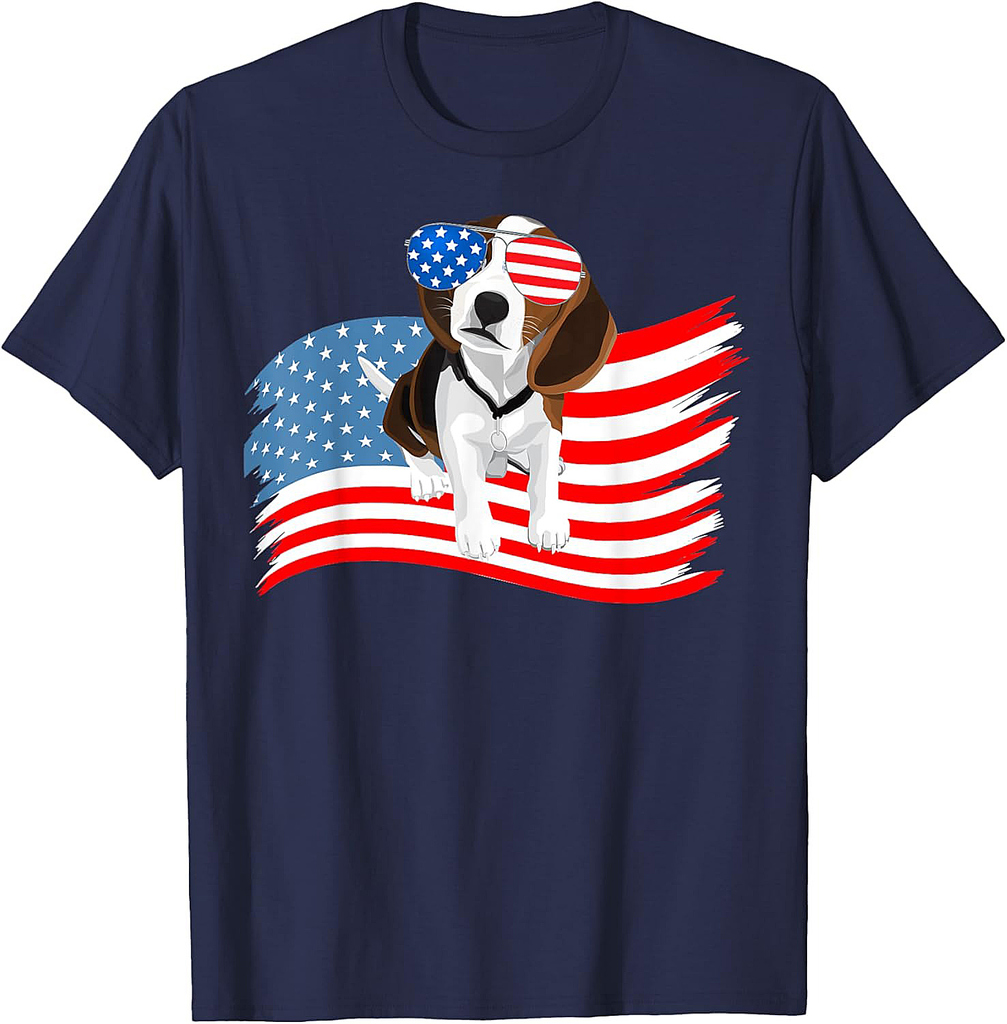 Beagle American Flag T-Shirt 4th Of July Dog Patriotic T-Shirt
