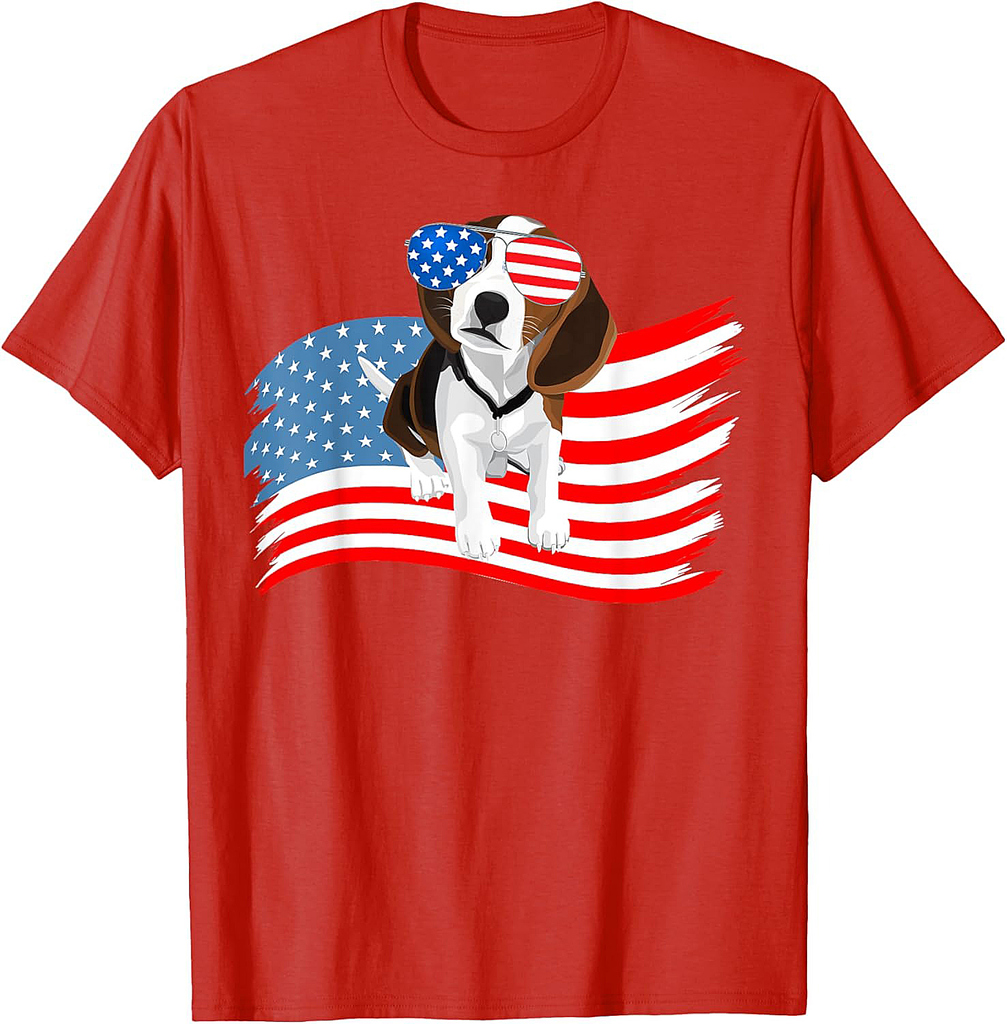 Beagle American Flag T-Shirt 4th Of July Dog Patriotic T-Shirt