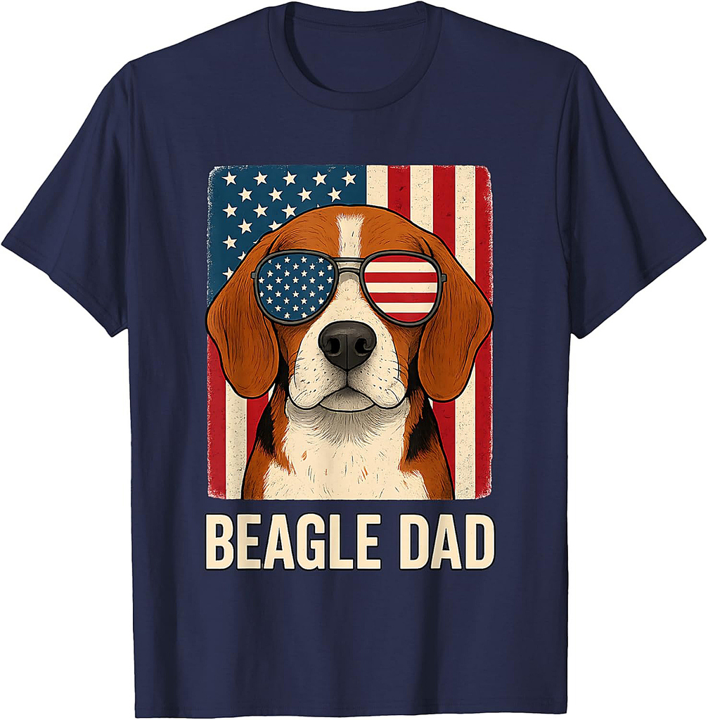 Beagle Dad Dog Fathers Day Patriotic Beagle Dad Dog USA Flag T-Shirt