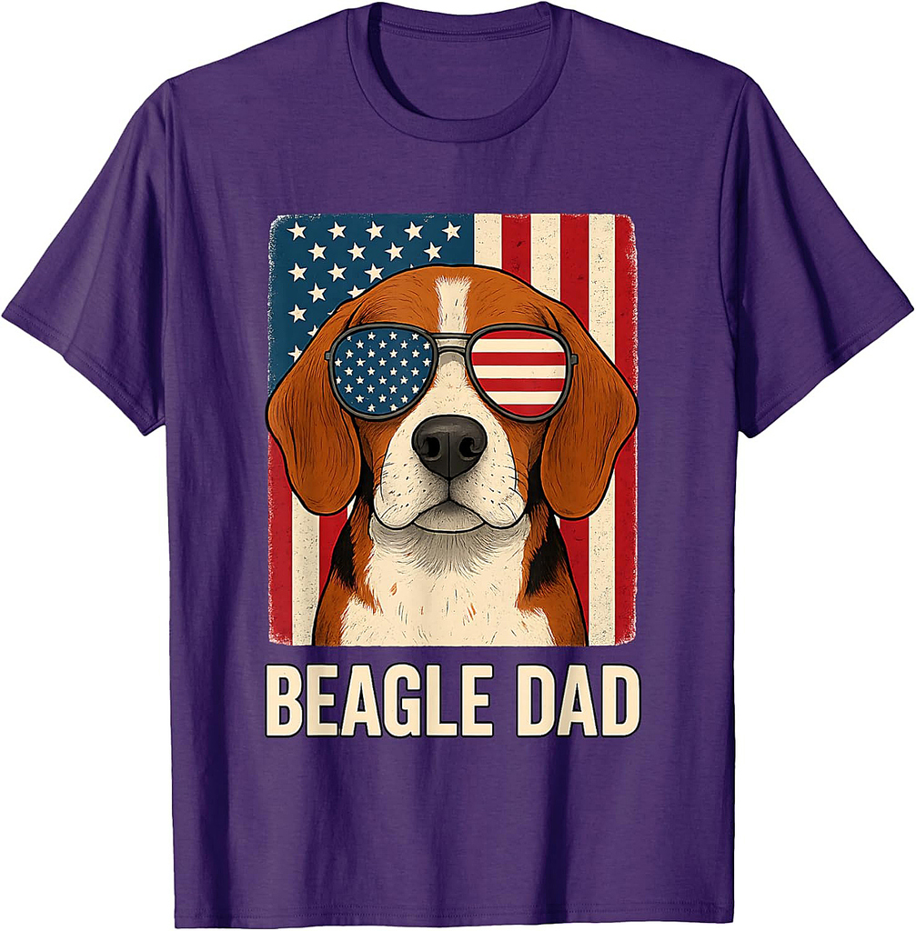 Beagle Dad Dog Fathers Day Patriotic Beagle Dad Dog USA Flag T-Shirt