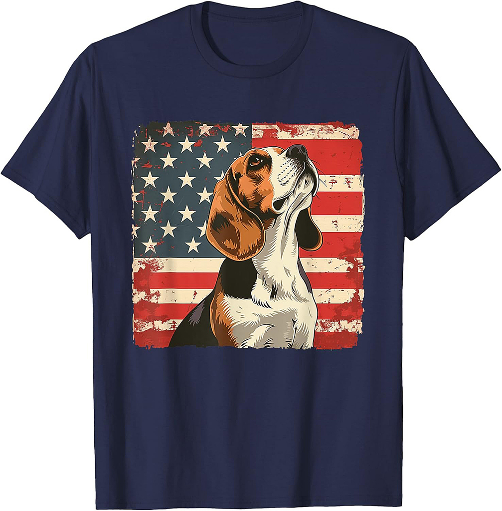 Beagle Dog American Patriot Independence Day Women Men T-Shirt