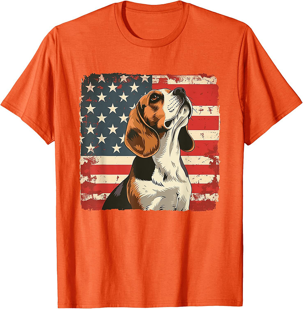 Beagle Dog American Patriot Independence Day Women Men T-Shirt
