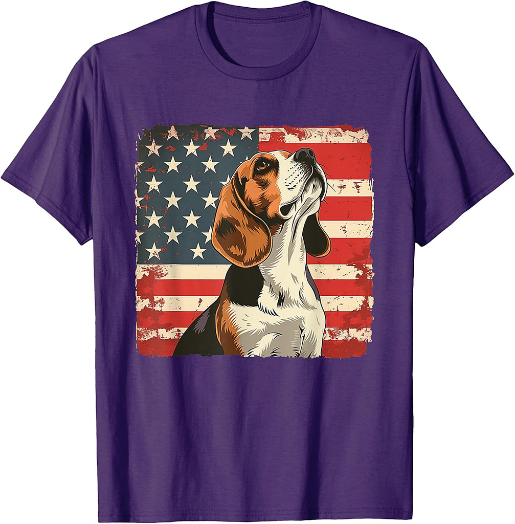 Beagle Dog American Patriot Independence Day Women Men T-Shirt